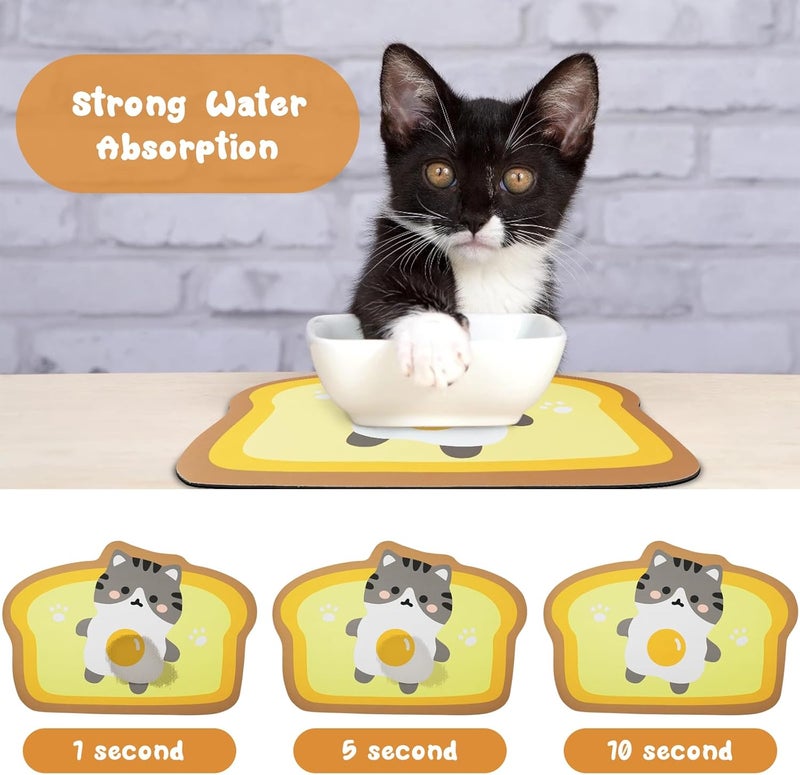 Zoeeya Yellow Cat Food & Water Mats - Absorbent Pet Feeding Placemats, 17.7 * 12 inch - Image 2